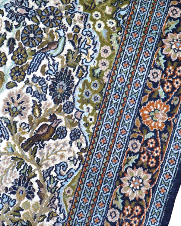 Tappeto persiano beige con dettagli blu e oro 157x97 cm per soggiorno