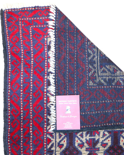Tappeto persiano rosso con dettagli blu 135x81 cm per ingresso