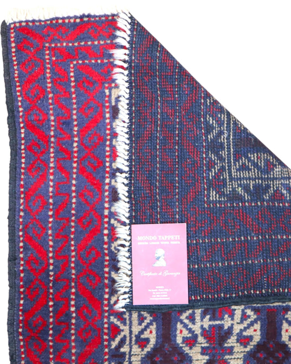 Tappeto persiano rosso con dettagli blu 135x81 cm per ingresso