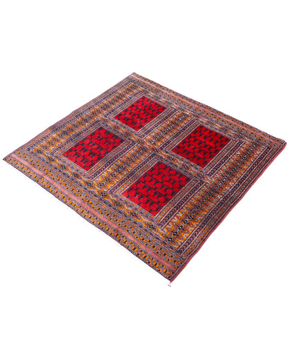Tappeto orientale rosso 108x119 cm decorativo per ingresso raffinato