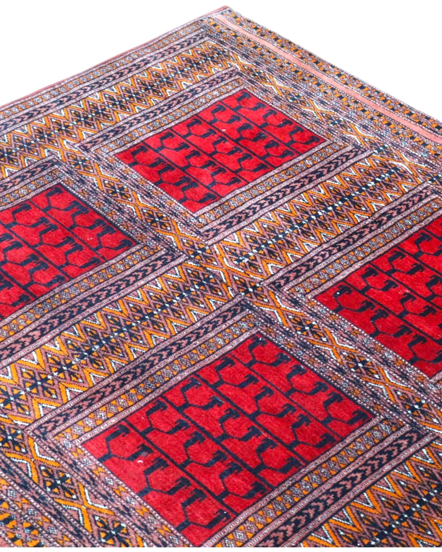 Tappeto 108x119 cm rosso stile Bokhara per ambiente interno elegante