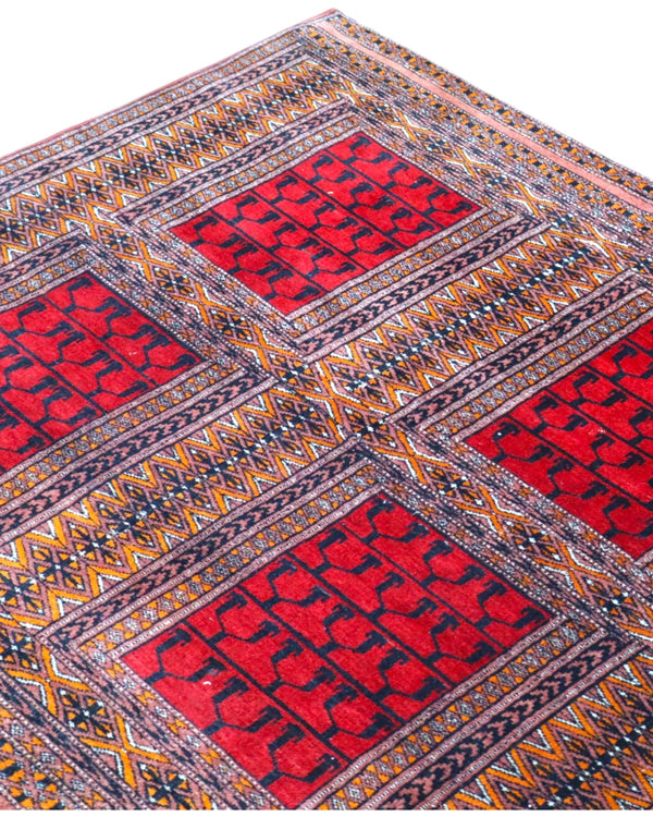 Tappeto 108x119 cm rosso stile Bokhara per ambiente interno elegante