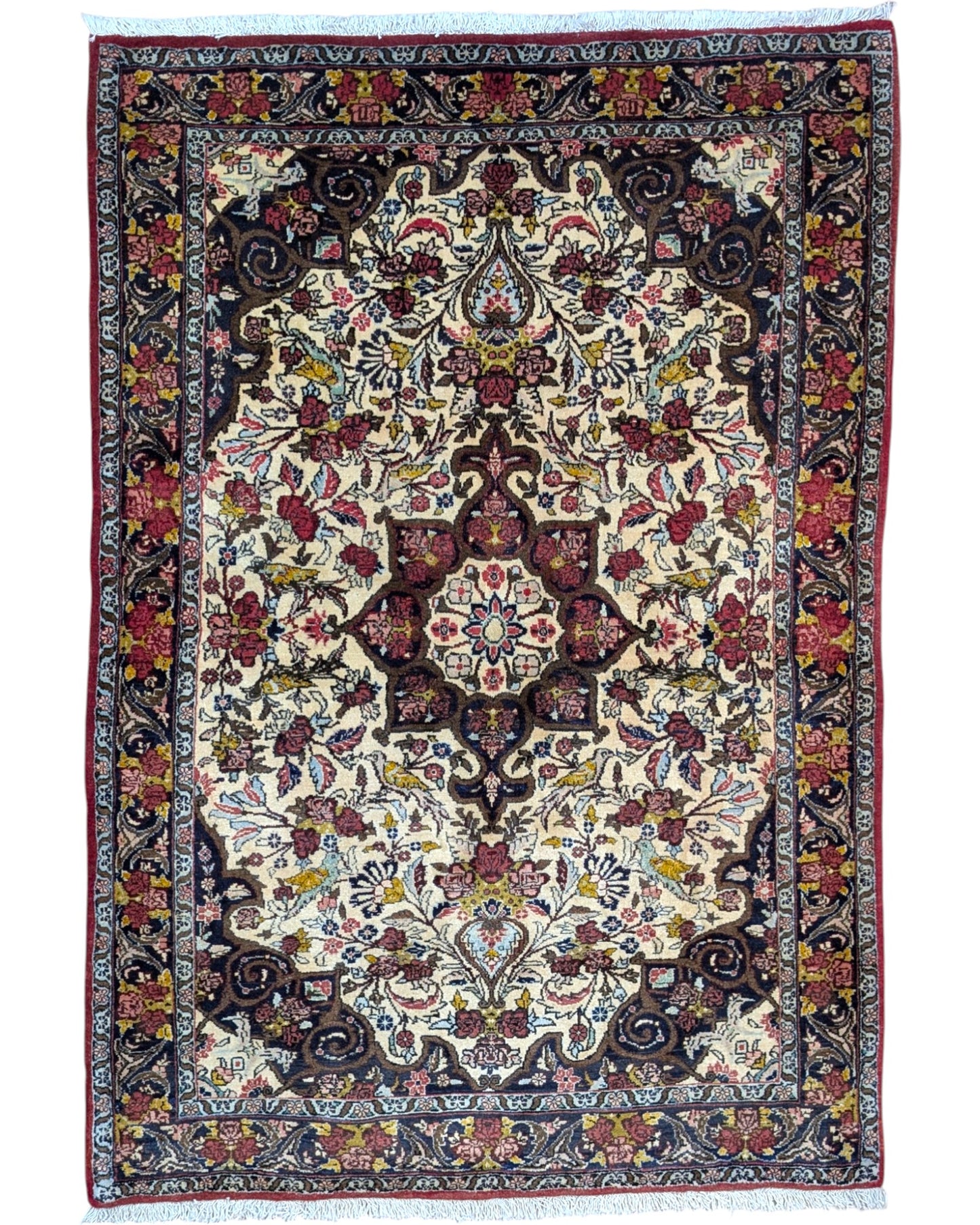 Tappeto persiano 165x115 cm avorio con motivi floreali in soggiorno elegante