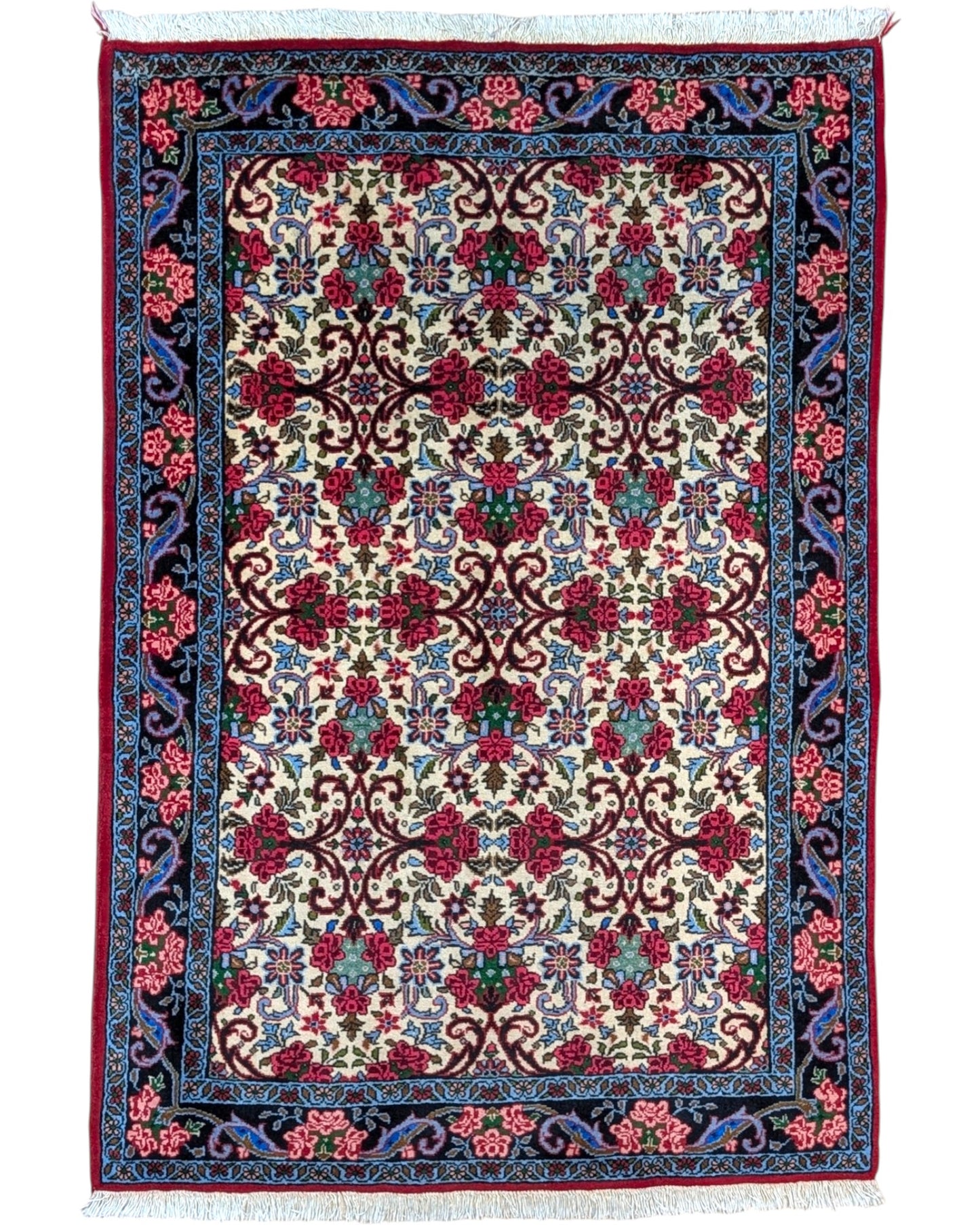 Tappeto persiano 160x107 cm avorio con motivi floreali in soggiorno elegante