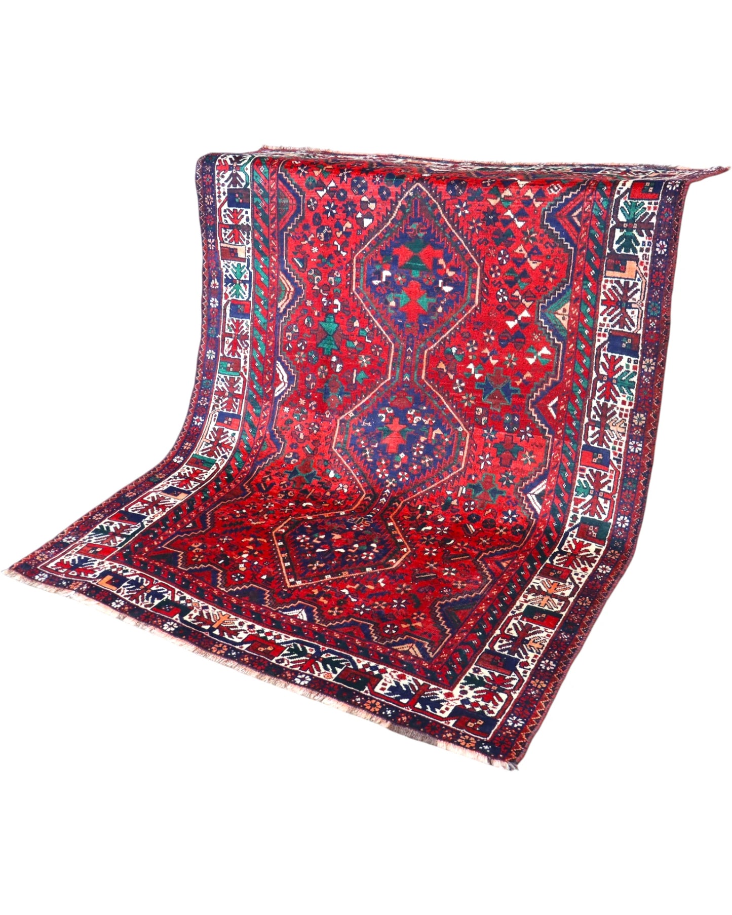 Tappeto persiano tribale rosso 217x168 cm per salotto raffinato