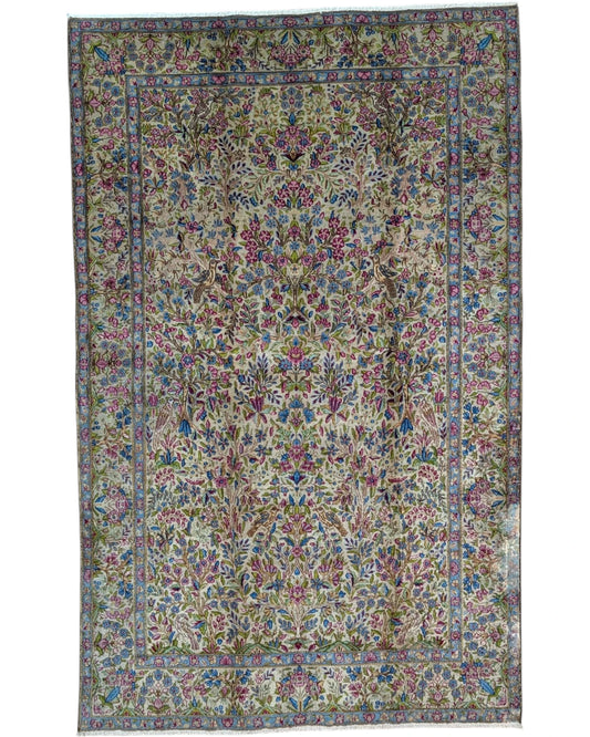 Tappeto persiano Kerman 230x143 cm floreale per soggiorno elegante