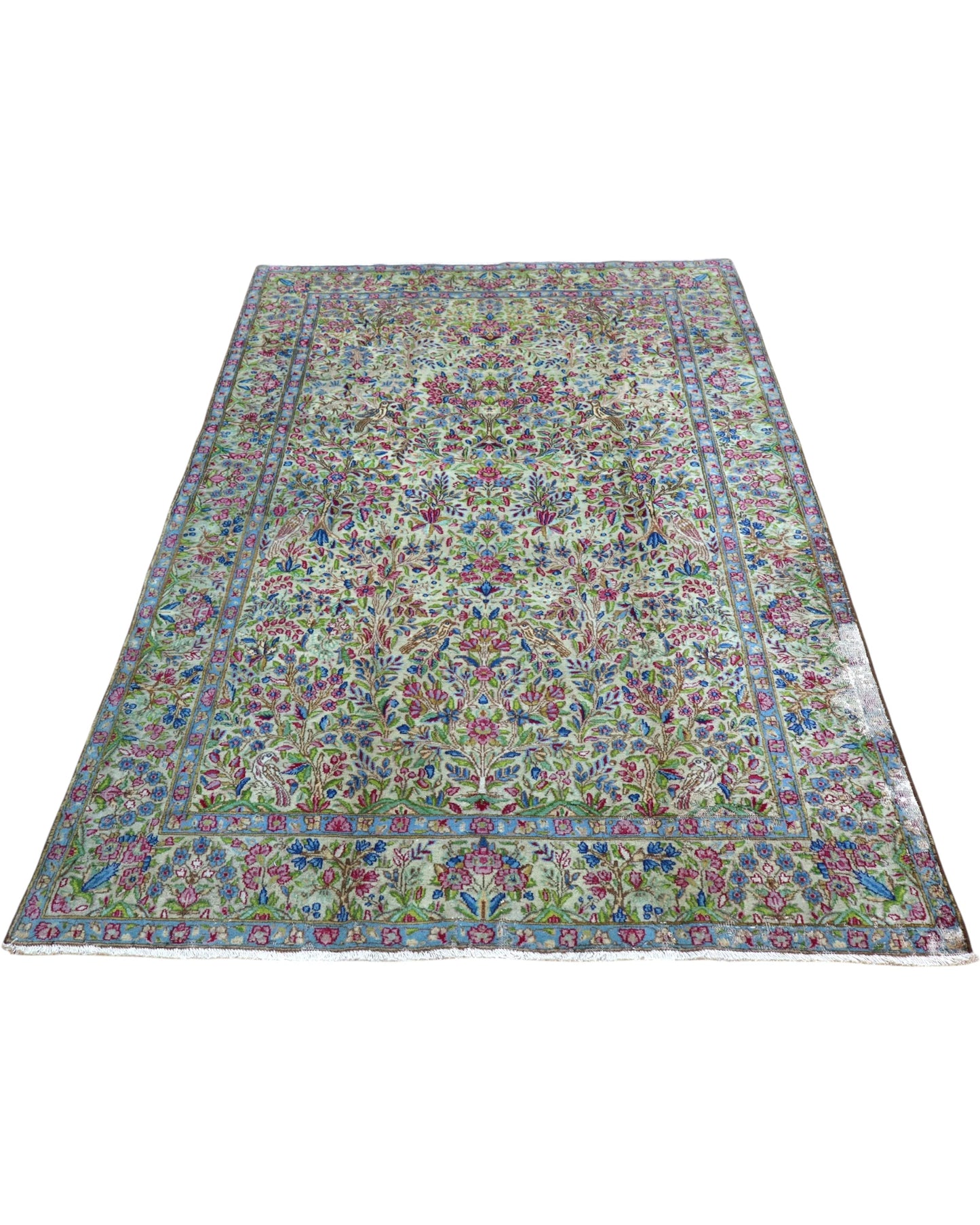 Tappeto Kerman annodato a mano 230x143 cm per camera da letto