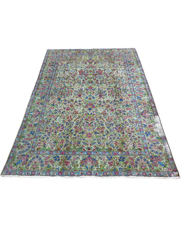 Tappeto Kerman annodato a mano 230x143 cm per camera da letto