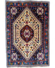 Tappeto 239x160 cm avorio e blu con medaglione geometrico per soggiorno elegante.