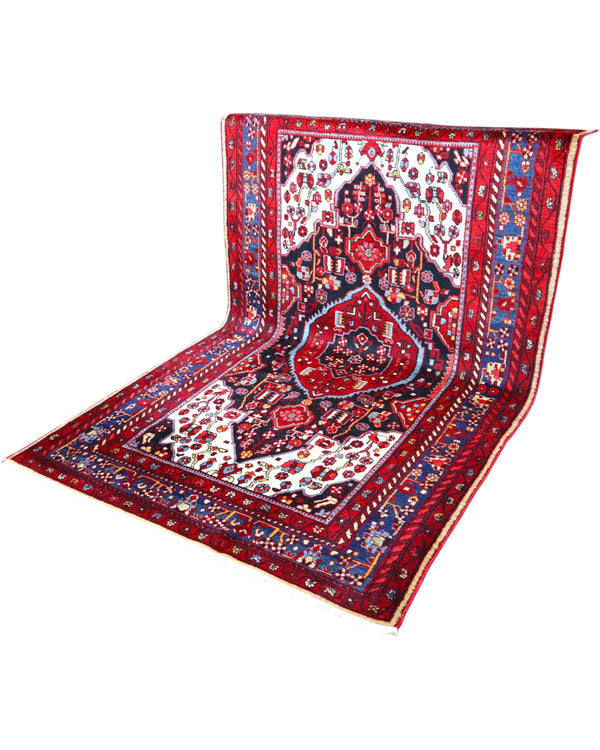 Tappeto persiano rosso e avorio 252x158 cm per salotto classico