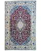 Tappeto 257x161 cm bordeaux e crema in soggiorno elegante con medaglione floreale persiano.