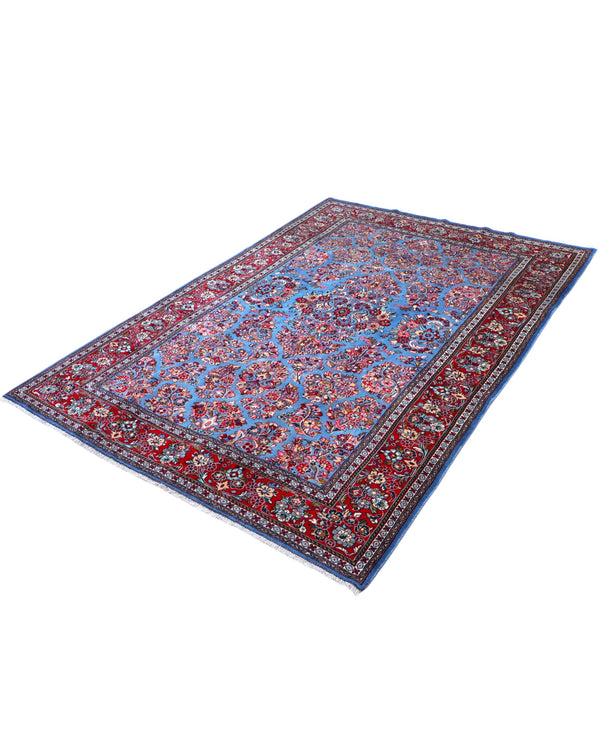 Tappeto persiano elegante con motivi floreali e bordura decorativa