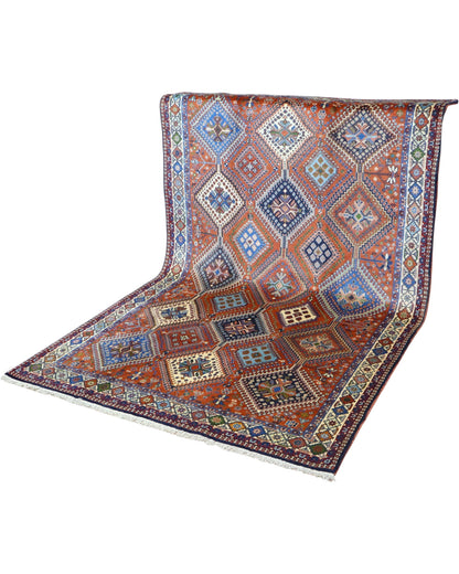 Tappeto persiano con motivi a diamante 237x153 cm annodato a mano
