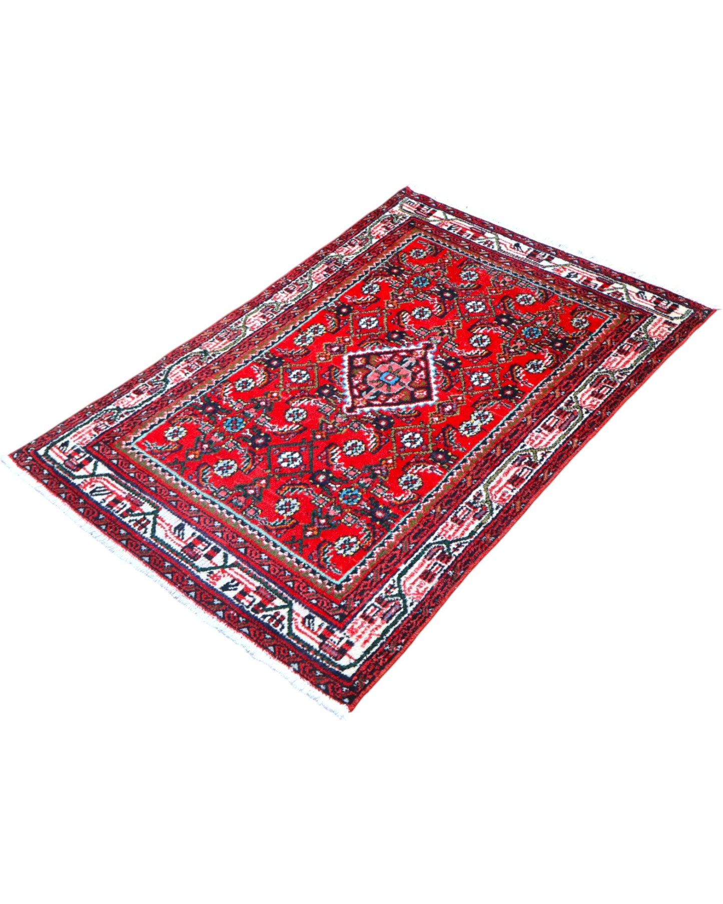tappeto hamedan tradizionale con design ricco e bordura decorata