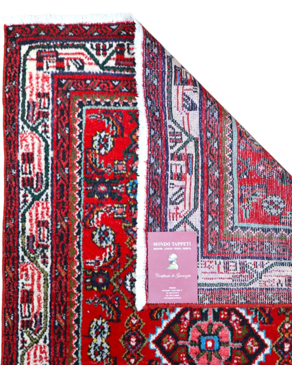 tappeto hamedan tradizionale con design ricco e bordura decorata