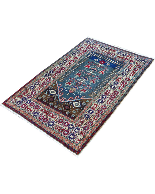 Tappeto turco stretto 133x89 cm blu per ambiente interno raffinato