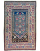 Tappeto turco 133x89 cm blu con motivi geometrici in corridoio elegante