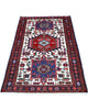 tappeto gharje caucasico 165x99 cm fatto a mano con motivi geometrici rosso e blu