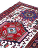 tappeto gharje caucasico 165x99 cm fatto a mano con motivi geometrici rosso e blu