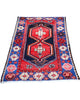 tappeto caucasico fatto a mano 146x91 cm con motivi geometrici rosso e blu