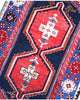 tappeto caucasico fatto a mano 146x91 cm con motivi geometrici rosso e blu