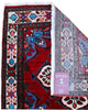 Tappeto Hamedan persiano 167x100 cm annodato a mano, fondo rosso con motivi floreali avorio e dettagli blu, design tradizionale con medaglioni simmetrici