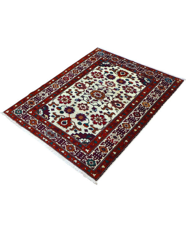 Tappeto Kazak 130x109 cm motivo geometrico, ideale per soggiorno.