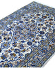 Tappeto Nain persiano 148x100 cm annodato a mano, fondo avorio con medaglione centrale e motivi floreali blu eleganti