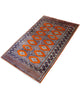 Tappeto Bokhara 151x95 cm annodato a mano, fondo arancio con medaglioni geometrici ripetuti e dettagli beige e blu