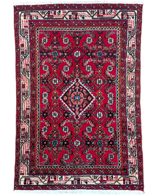 tappeto hamedan tradizionale con design ricco e bordura decorata