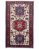 tappeto gharje caucasico 165x99 cm fatto a mano con motivi geometrici rosso e blu