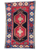 tappeto caucasico fatto a mano 146x91 cm con motivi geometrici rosso e blu