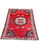 tappeto hamedan persiano 145x100 cm fatto a mano fondo rosso con medaglione centrale