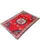 tappeto hamedan persiano 145x100 cm fatto a mano fondo rosso con medaglione centrale