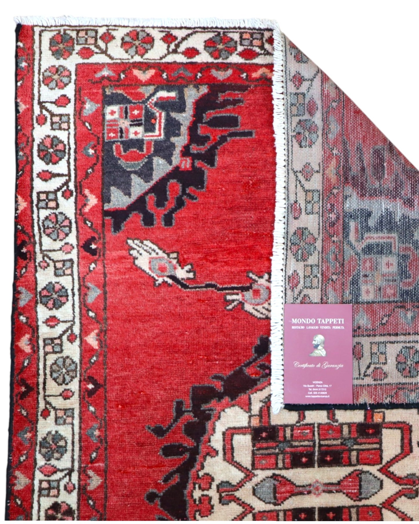 tappeto hamedan persiano 145x100 cm fatto a mano fondo rosso con medaglione centrale