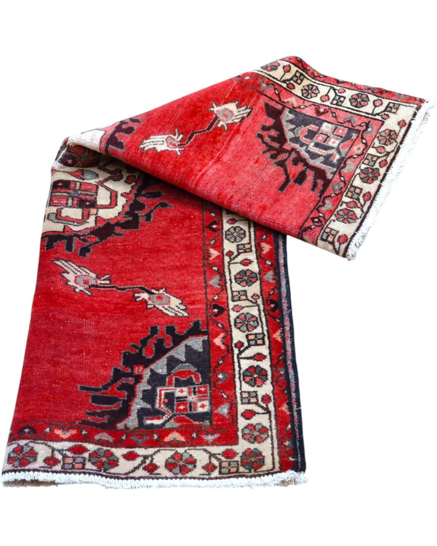 tappeto hamedan persiano 145x100 cm fatto a mano fondo rosso con medaglione centrale