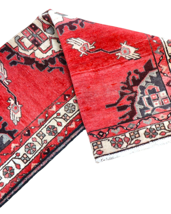 tappeto hamedan persiano 145x100 cm fatto a mano fondo rosso con medaglione centrale