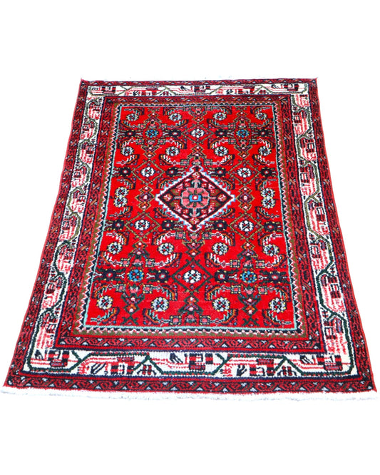tappeto hamedan tradizionale con design ricco e bordura decorata