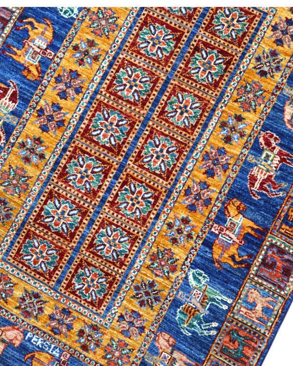 Tappeto Paizrik 149x101 cm con motivo geometrico e cavalli, perfetto per camera da letto.