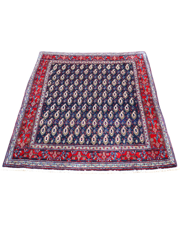 Tappeto Sanneh blu 158x126 cm con disegno ripetuto in salotto