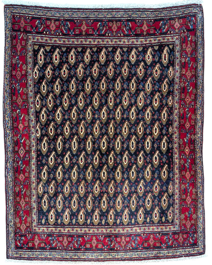 Tappeto persiano 158x126 cm blu con motivi geometrici in soggiorno elegante
