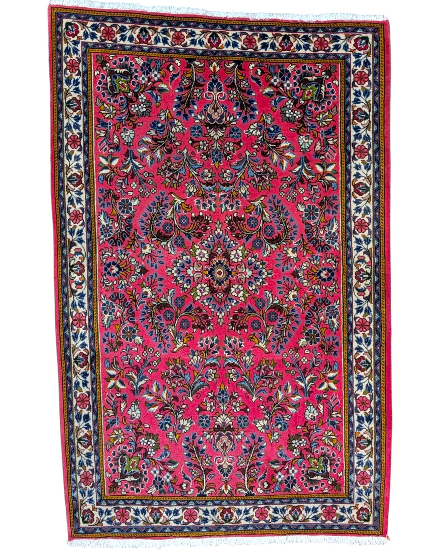 Tappeto persiano 167x108 cm rosso con motivi floreali in soggiorno elegante