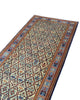 Passatoia turca annodata a mano 304x81 cm in lana e cotone con fondo beige e motivi geometrici tradizionali